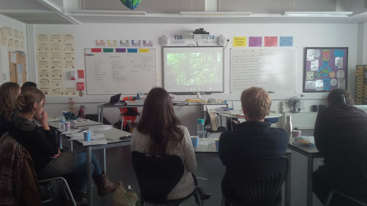 Watching a Farm for the Future film on edge's Permaculture Design Course
